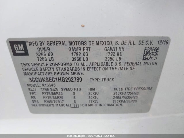 Chevrolet Silverado 1500 2lz 2017 3GCUKSEC1HG292789 Image 9