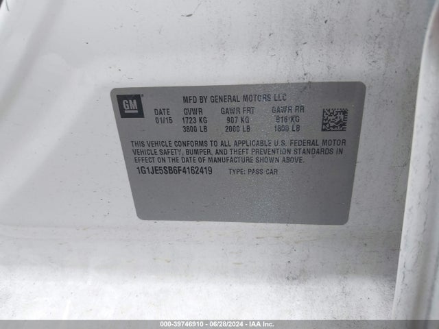 Chevrolet Sonic Ltz Auto 2015 1G1JE5SB6F4162419 Image 9