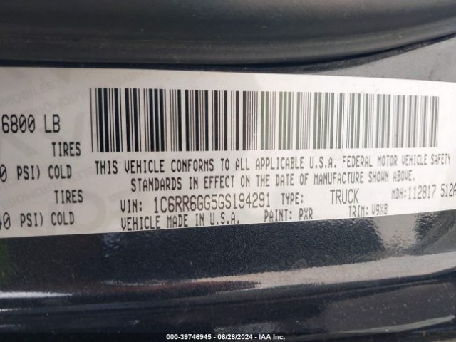 1C6RR6GG5GS194291 RAM 1500 Slt