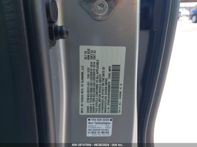 5FNRL6H94KB088978 Honda Odyssey Elite