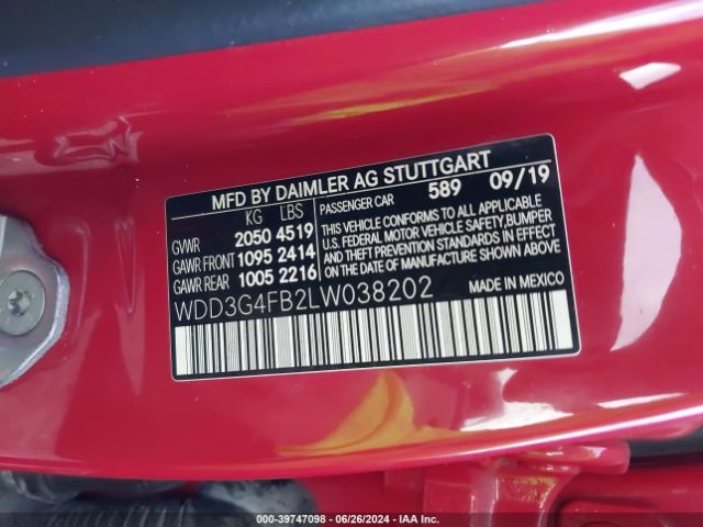 WDD3G4FB2LW038202 Mercedes-Benz A 220 4matic