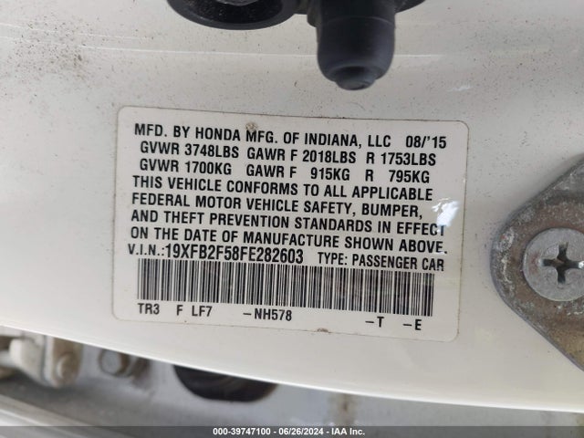 Honda Civic Lx 2015 19XFB2F58FE282603 Image 9