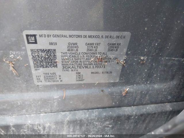 3GKALTEV9LL170371 GMC Terrain Awd Sle