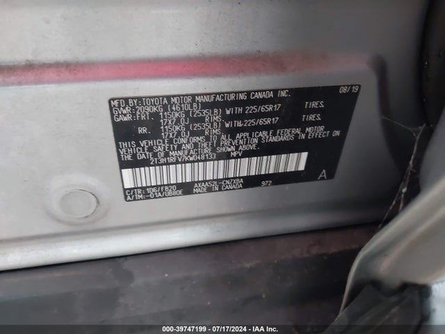 Toyota RAV4 LE 2019 2T3H1RFV7KW048133 Image 9