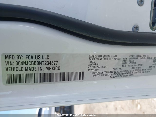 3C4NJCBB0NT234877 Jeep Compass Altitude Fwd
