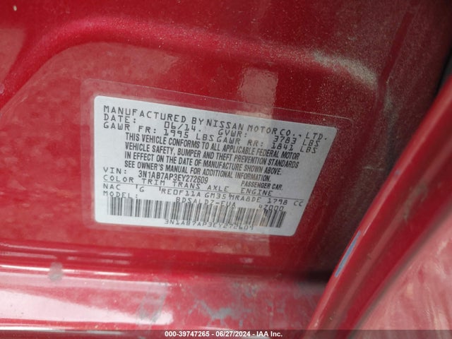 Nissan SENTRA SV 2014 3N1AB7AP3EY272609 Image 9