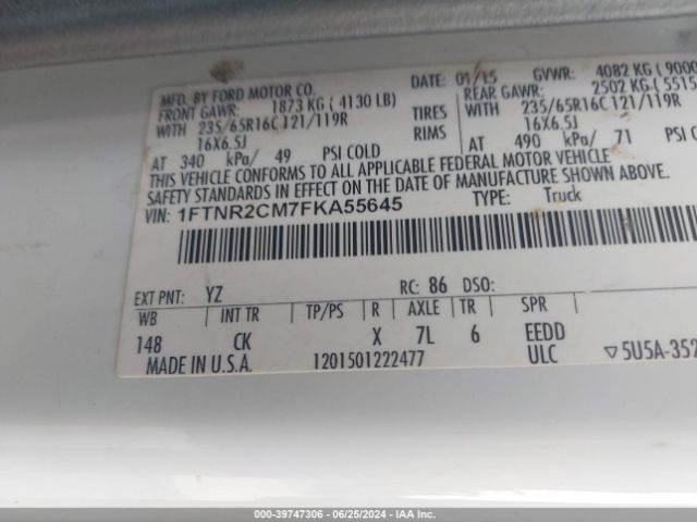 1FTNR2CM7FKA55645 Ford Transit-250