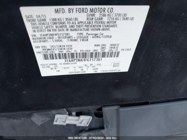 Ford Police Interceptor 2015 1FAHP2MK4FG157381 Image 9