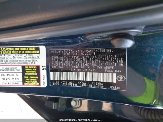 4T1B11HK7JU585215 Toyota CAMRY LE