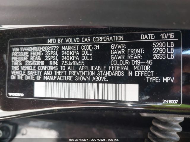 YV440MRU0H2081772 Volvo Xc60 T5 Inscription