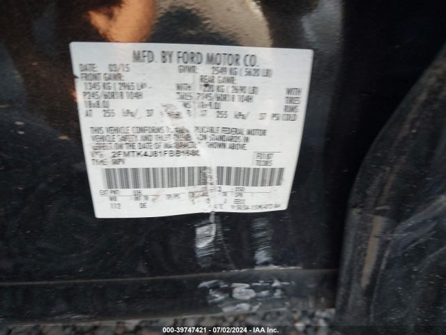 Ford EDGE SEL 2015 2FMTK4J81FBB16880 Image 9