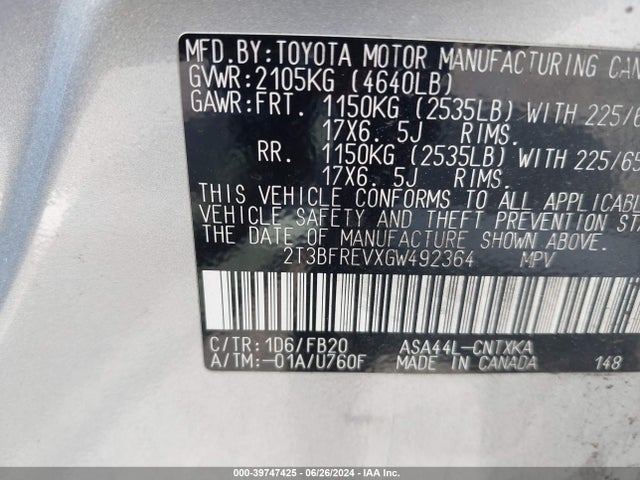 Toyota RAV4 LE 2016 2T3BFREVXGW492364 Image 9