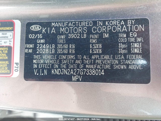 KIA Soul 2016 KNDJN2A27G7338014 Image 9