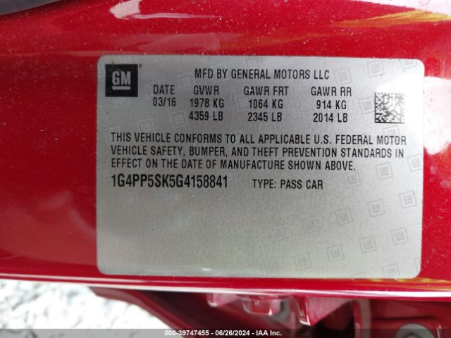 1G4PP5SK5G4158841 Buick Verano