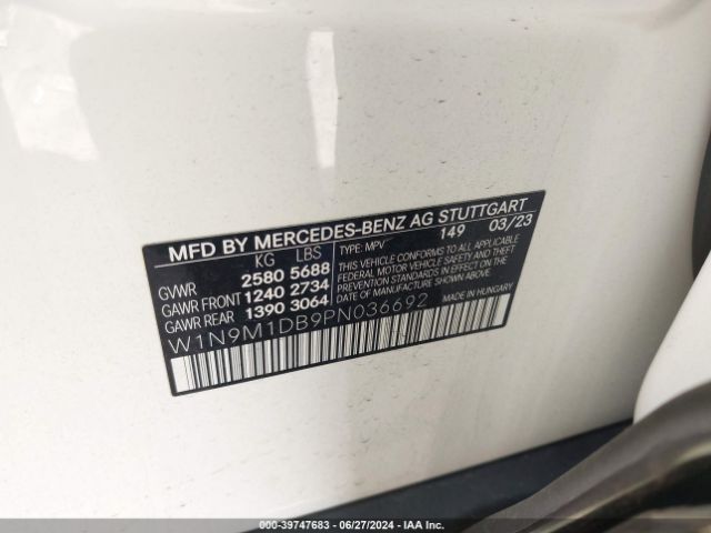 W1N9M1DB9PN036692 Mercedes-Benz Eqb 350 Suv 4matic