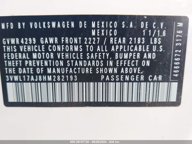 3VWL17AJ8HM282193 Volkswagen Jetta 1.8t Sel/1.8t Sel Premium