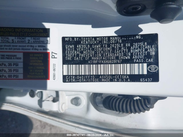 Toyota CAMRY SE 2017 4T1BF1FK6HU629767 Image 9