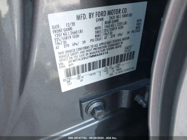3FMTK3SU7MMA08314 Ford Mustang Mach-e Premium