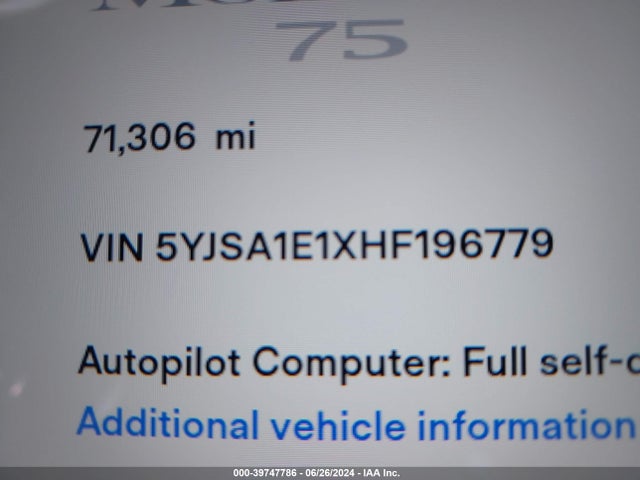 5YJSA1E1XHF196779 Tesla Model S 60/75