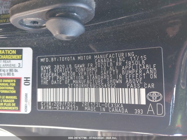 Toyota Corolla S Plus 2016 2T1BURHE6GC554922 Image 9