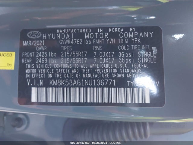 KM8K53AG1NU136771 Hyundai Kona Electric Limited