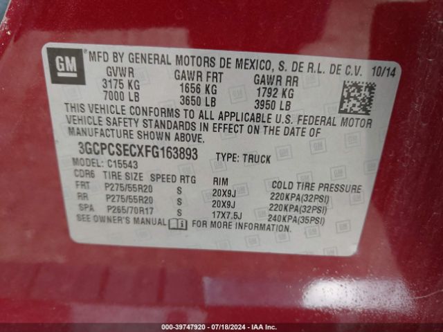 3GCPCSECXFG163893 Chevrolet Silverado 1500 1lz