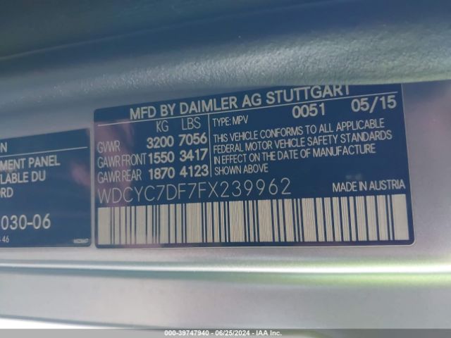 2015 MERCEDES-BENZ G 63 AMG WDCYC7DF7FX239962 Photo 8