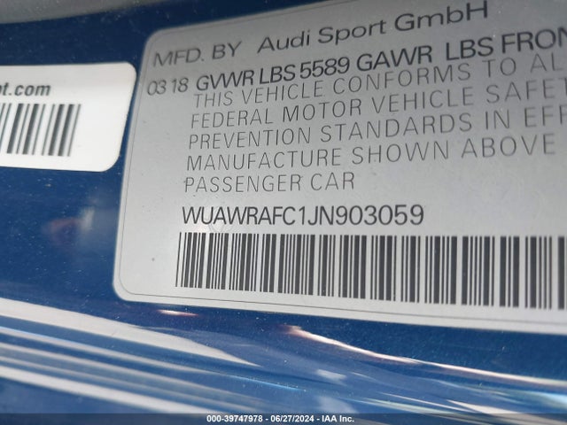 2018 AUDI RS 7 WUAWRAFC1JN903059 Photo 8