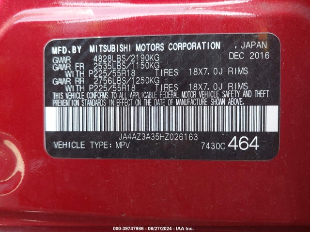 JA4AZ3A35HZ026163 Mitsubishi Outlander Se