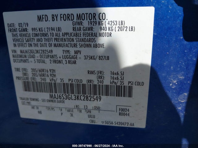 Ford Ecosport Se 2019 MAJ6S3GL3KC282549 Image 9