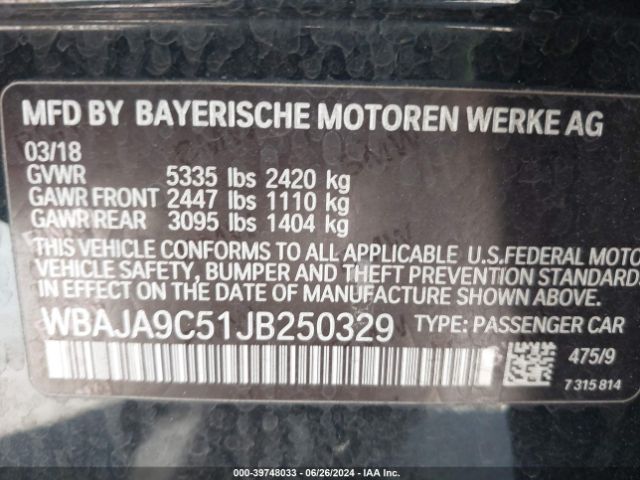 WBAJA9C51JB250329 BMW 530e Iperformance
