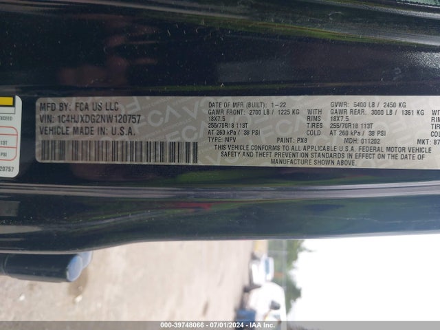1C4HJXDG2NW120757 Jeep Wrangler Unlimited Sport Altitude 4x4