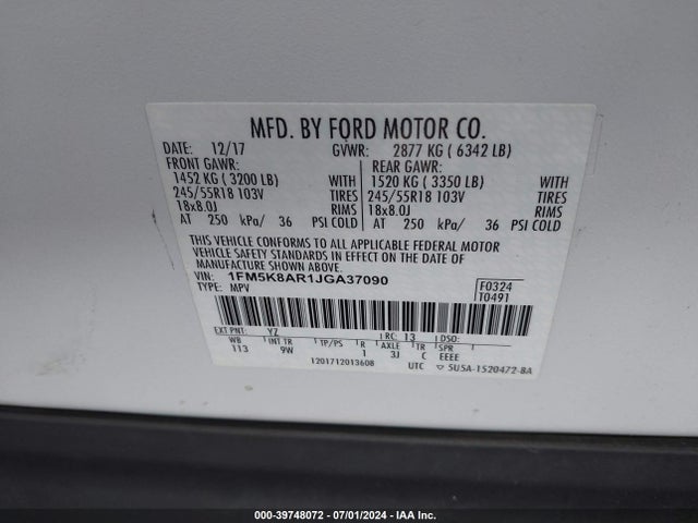 Ford Police Interceptor Utility 2018 1FM5K8AR1JGA37090 Image 9
