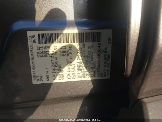 5N1AT3AA9MC680646 Nissan Rogue S Fwd