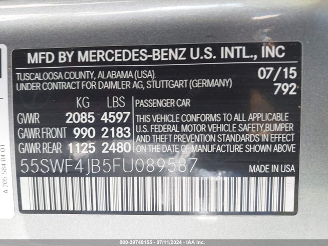 55SWF4JB5FU089587 Mercedes-Benz C 300 Luxury/sport