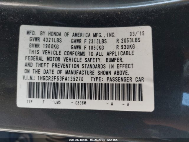 1HGCR2F53FA135270 Honda Accord Sport
