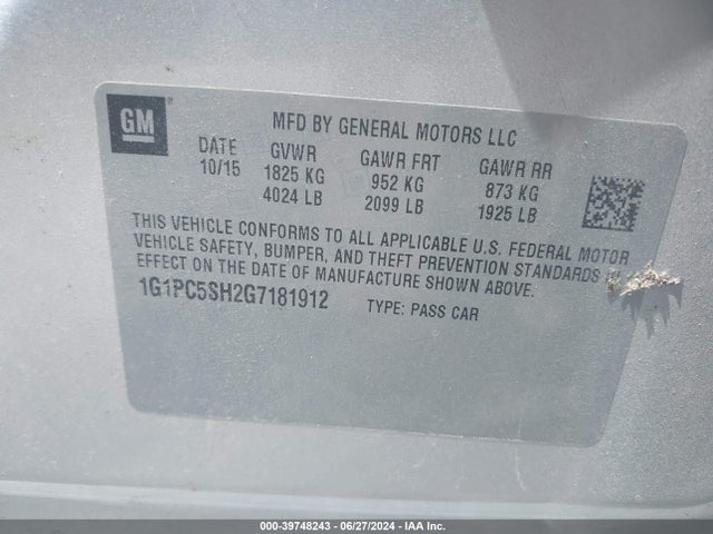 Chevrolet Cruze Limited Ls Auto 2016 1G1PC5SH2G7181912 Image 9