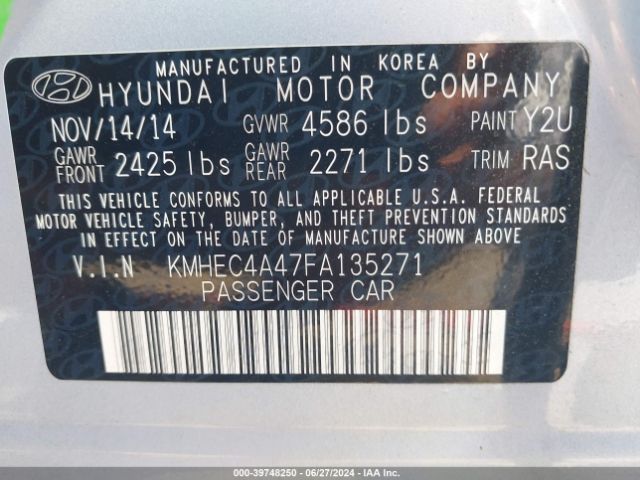 KMHEC4A47FA135271 Hyundai SONATA HYBRID