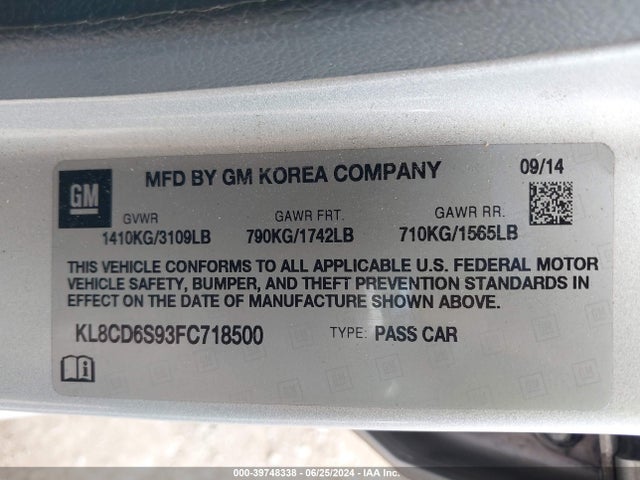 Chevrolet Spark 1lt Cvt 2015 KL8CD6S93FC718500 Image 9