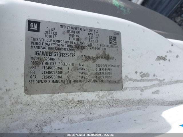 Chevrolet Express 2500 Ls 2016 1GAWGEFG7G1339472 Image 9