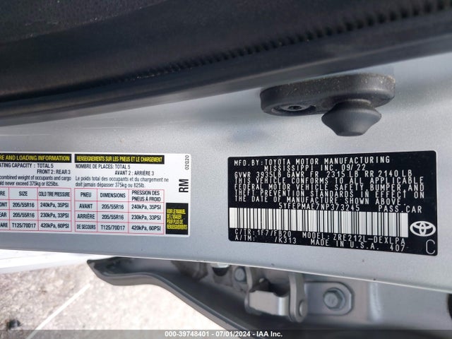 Toyota COROLLA LE 2022 5YFEPMAE7NP373245 Image 9