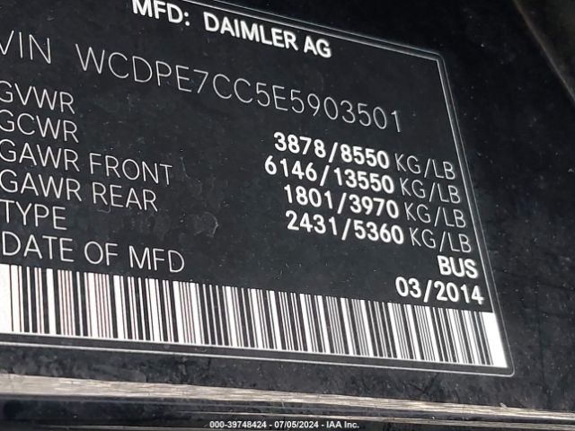 WCDPE7CC5E5903501 Freightliner Sprinter 2500 Normal Roof