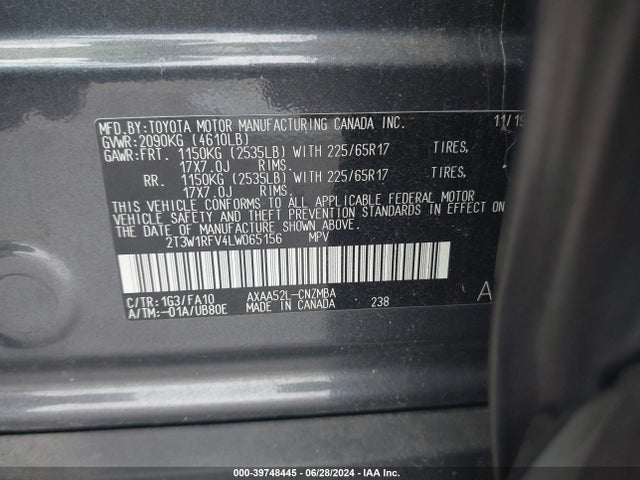 Toyota Rav4 Xle 2020 2T3W1RFV4LW065156 Image 9