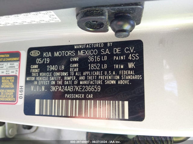 KIA RIO LX 2019 3KPA24AB7KE236659 Image 9