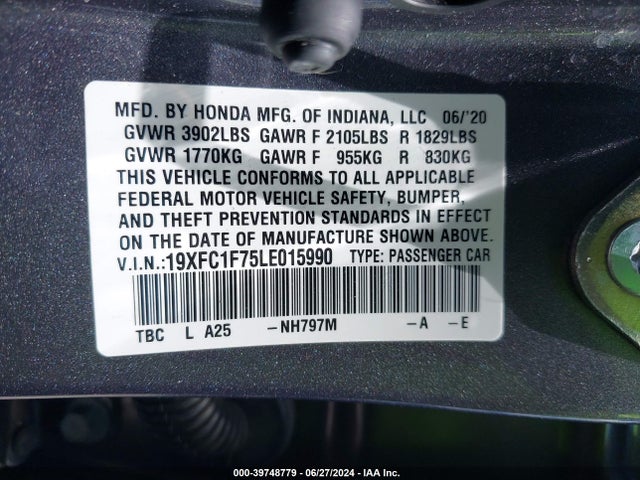 Honda Civic Ex-l 2020 19XFC1F75LE015990 Image 9