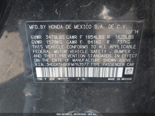 3HGGK5H80FM763577 Honda Fit Ex/ex-l