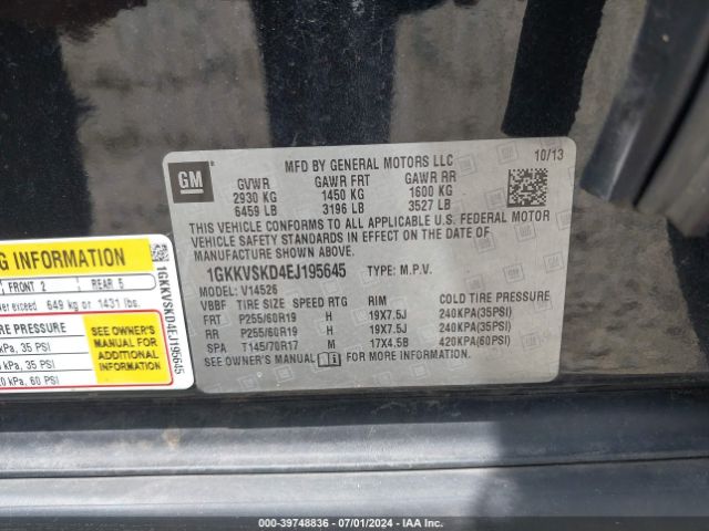 1GKKVSKD4EJ195645 GMC Acadia Slt-2