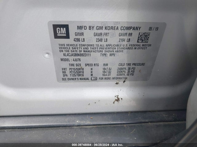 KL4CJASB9KB923111 Buick Encore Fwd Preferred
