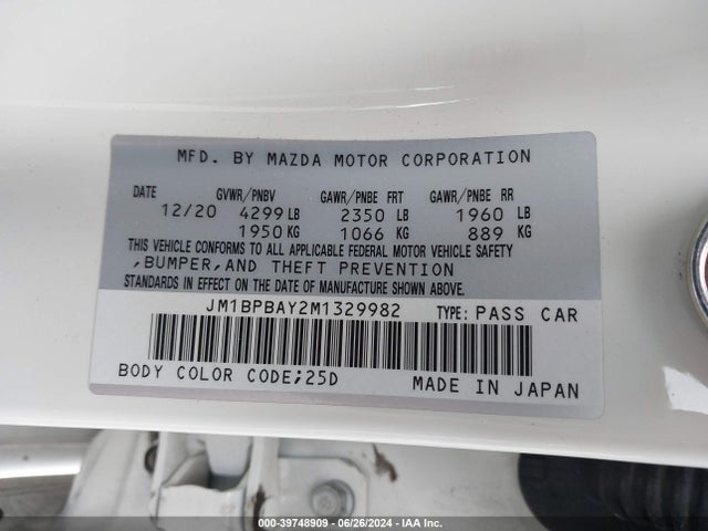 Mazda Mazda3 2.5 Turbo 2021 JM1BPBAY2M1329982 Image 9