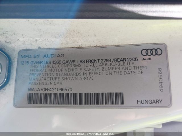 WAUA7GFF4G1065570 Audi A3 1.8t Premium